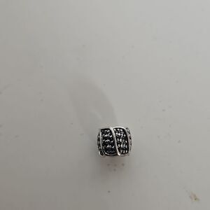925 Sterling Silver Sparkling Black Stone Charm Silver